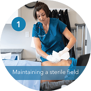 Step 1 maintaining a sterile field